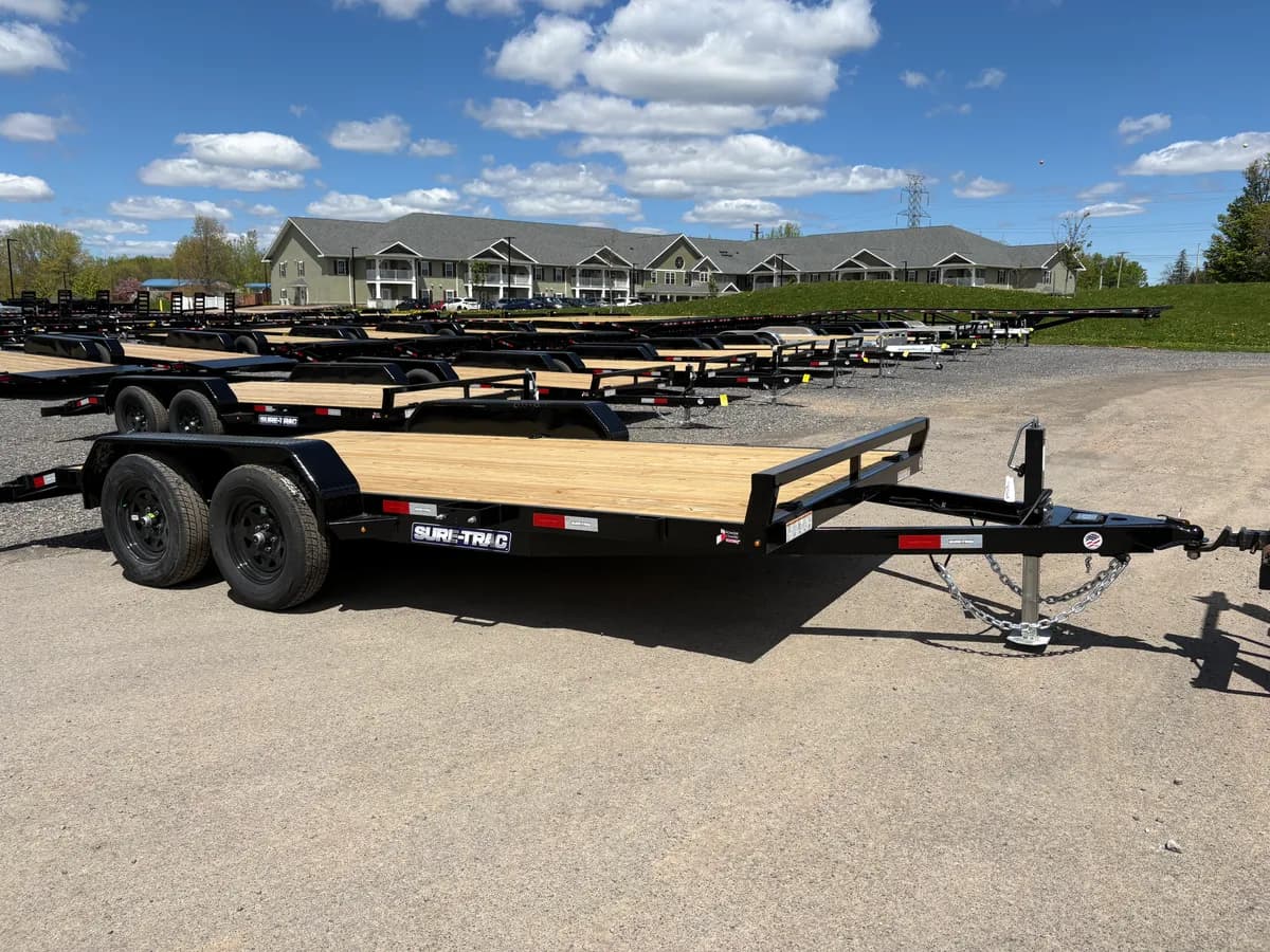 Sure-Trac 7x16 (14+2) 7K Wood Deck Car Hauler Trailer - View 1